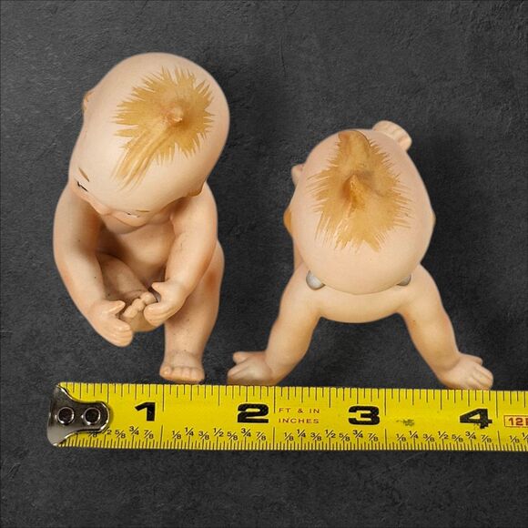 Vintage Kewpie Figurines Pair Bisque Porcelain Made in Japan Adorable Expresion - Picture 9 of 10